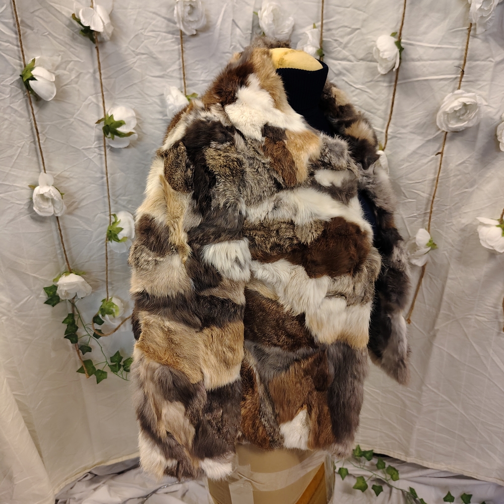 Women's Multicolor Rabbit Fur Jacket - Picture 2 of 4